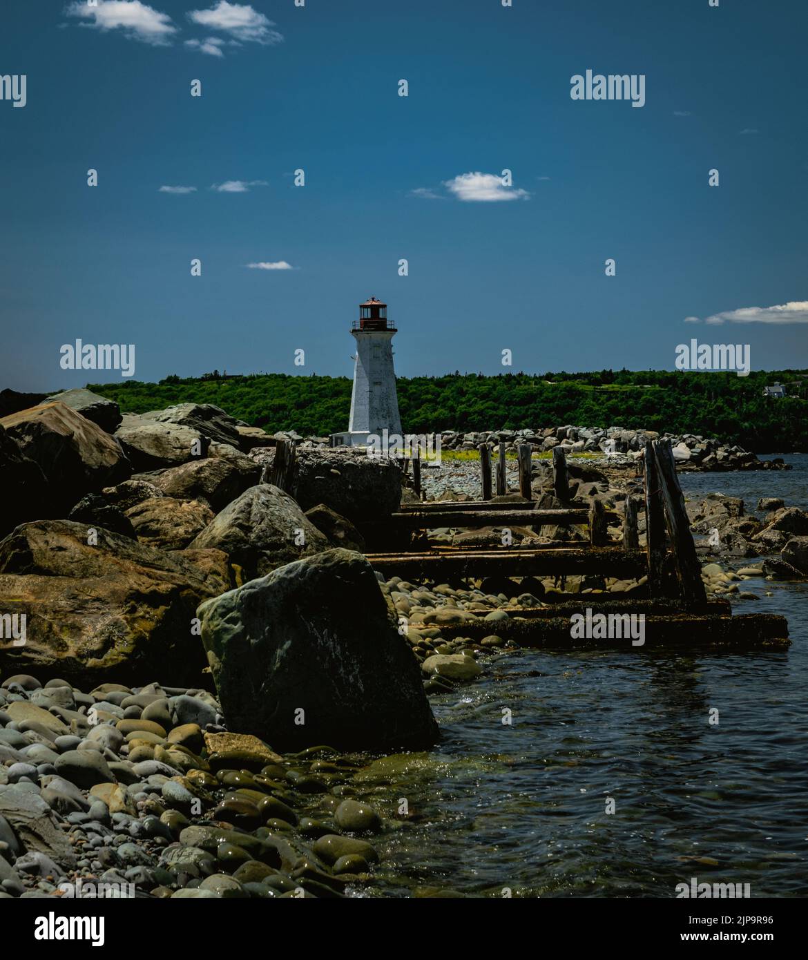 Maugers Beach Lighthouse auf McNabs Island, Halifax, Nova Scotia, Kanada Stockfoto