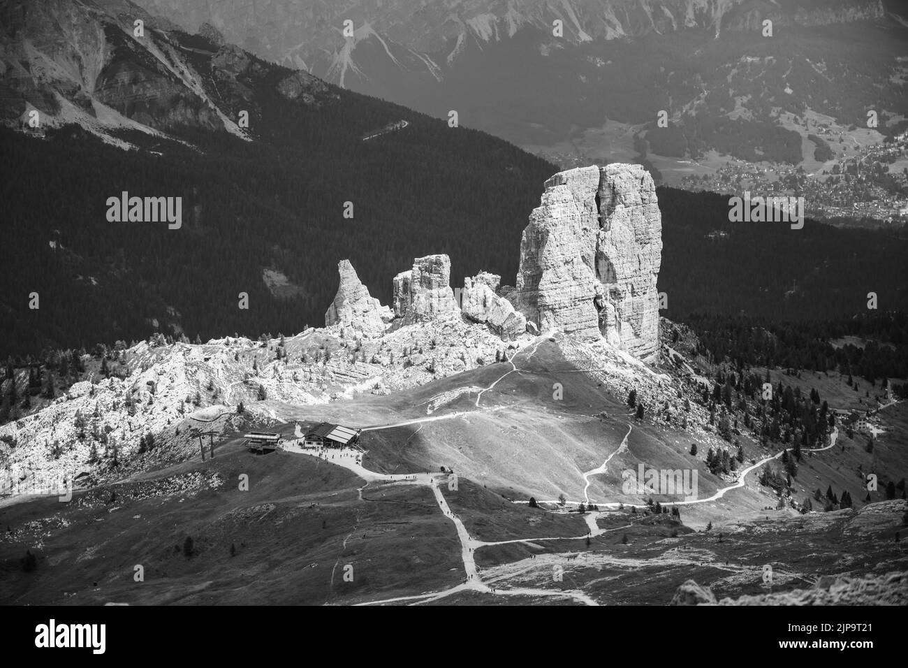 Beeindruckende Felsformation in den Dolomiten Stockfoto