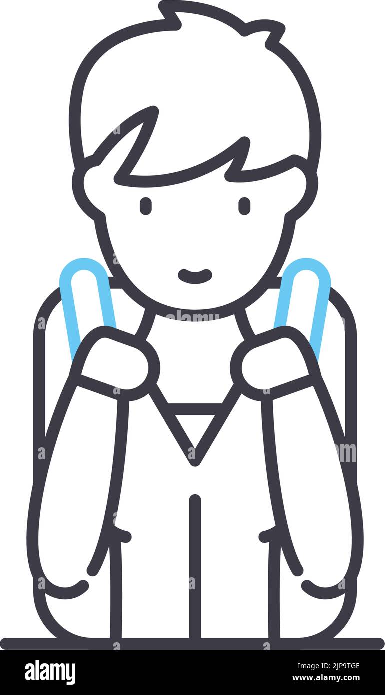 Student Linie Symbol, Umrisssymbol, Vektordarstellung, Konzept Zeichen Stock Vektor