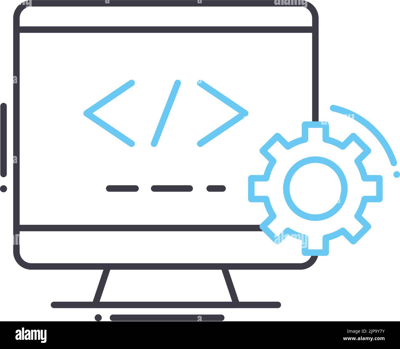 Website Entwicklung Linie Symbol, Umriss Symbol, Vektor-Illustration, Konzept Zeichen Stock Vektor