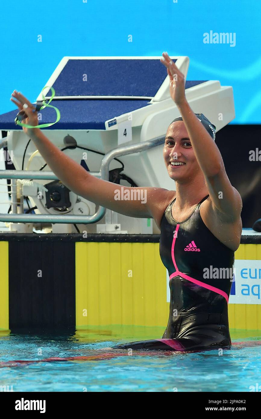 Foro Italico, Rom, Italien. 15. August 2022. Schwimmeuropameisterschaften Rom 2022: Simona Quadarella gewinnt die DAMEN - 1500m FREISTIL - FINALE Credit: Action Plus Sports/Alamy Live News Stockfoto