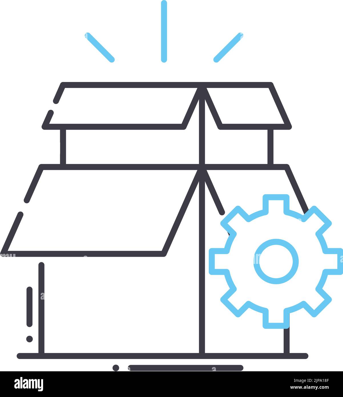 Produktmanagement-Liniensymbol, Umrisssymbol, Vektordarstellung, Konzeptzeichen Stock Vektor