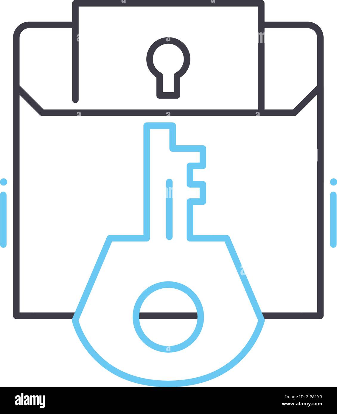 Zeilensymbol des sicheren Datenordners, Umrisssymbol, Vektordarstellung, Konzeptschild Stock Vektor