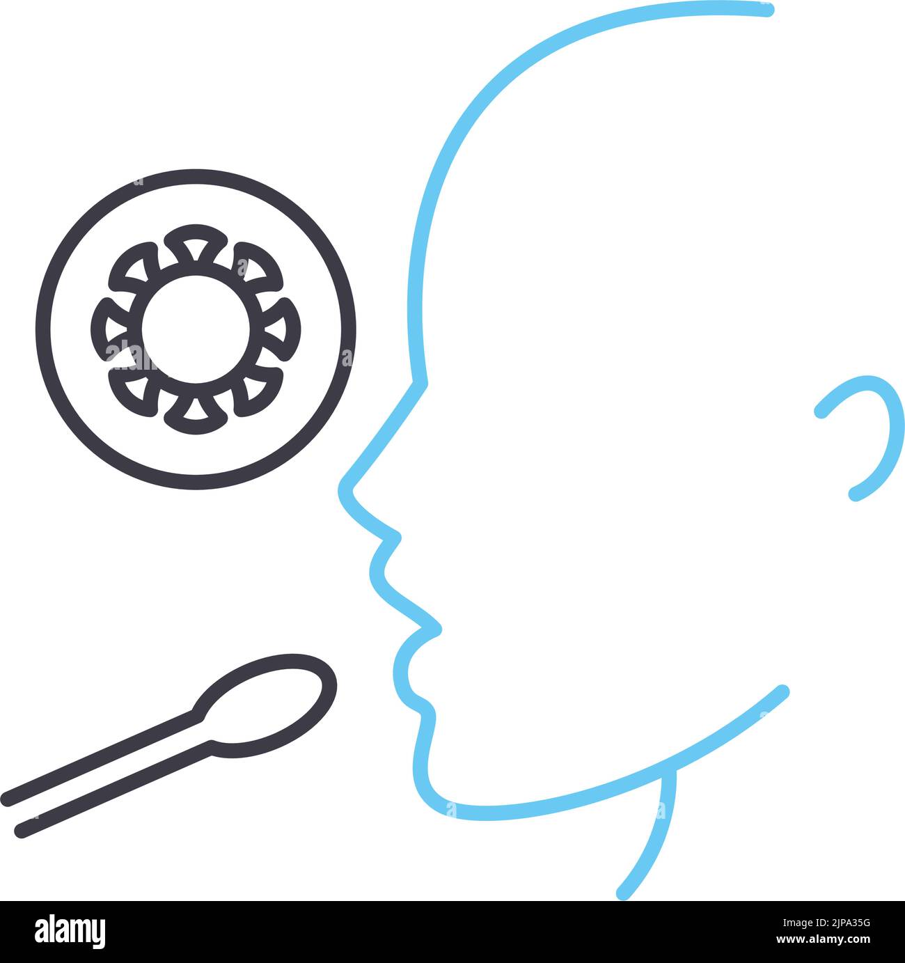 Liniensymbol für die Lungenbeatmung, Umrisssymbol, Vektordarstellung, Konzeptzeichen Stock Vektor