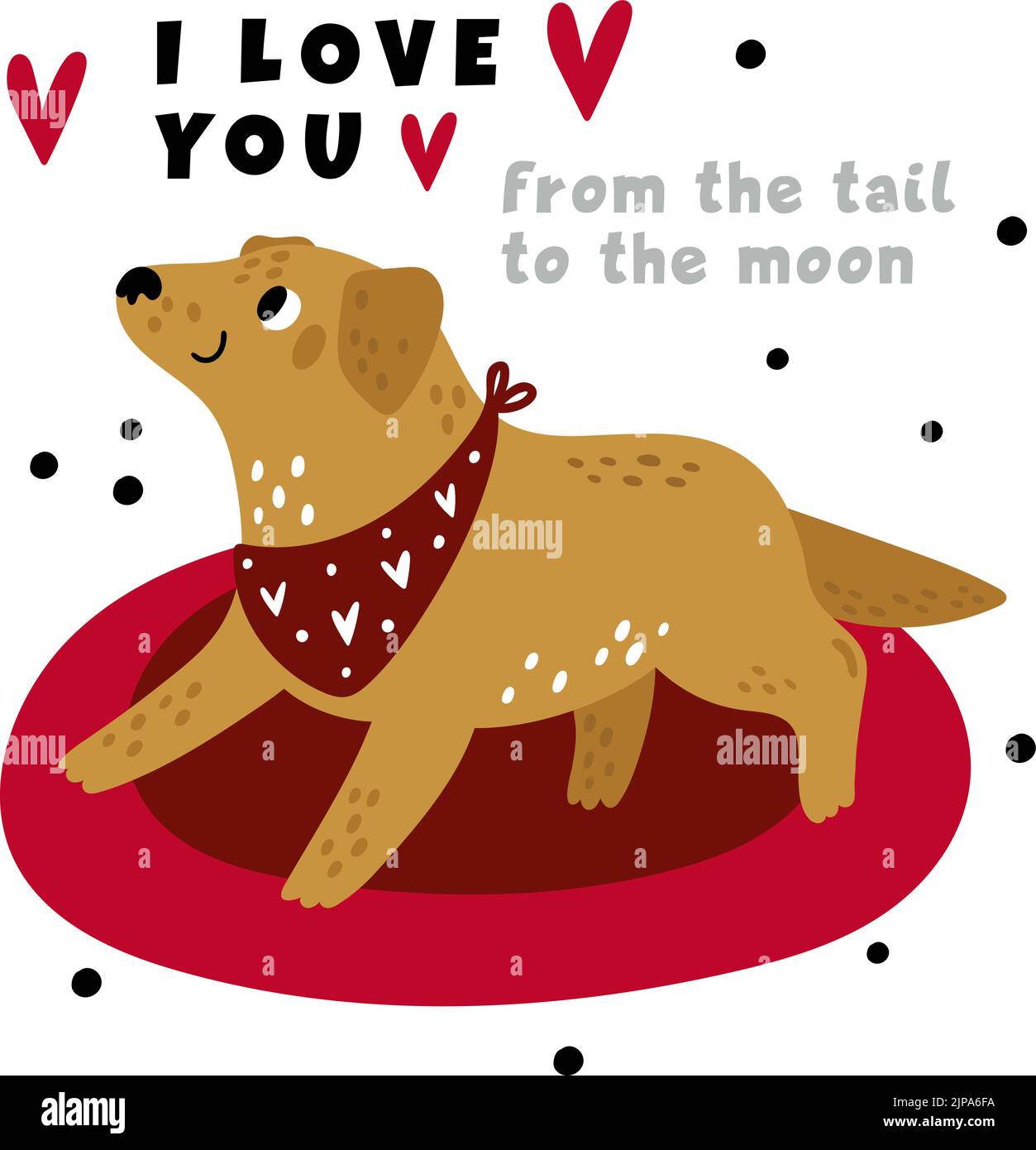 Love You Poster mit entzückenden Hund. Niedliche Haustier-Karte Stock Vektor