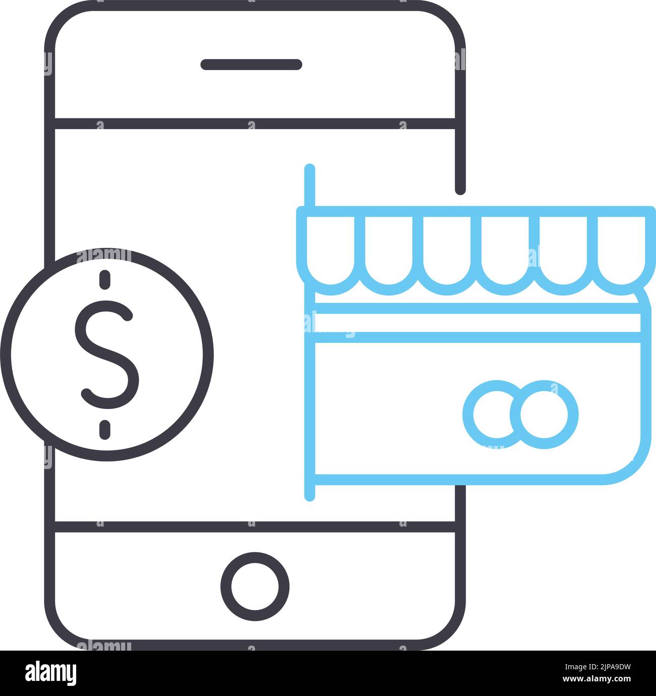 Online Business Line Symbol, Umrisssymbol, Vektordarstellung, Konzeptschild Stock Vektor