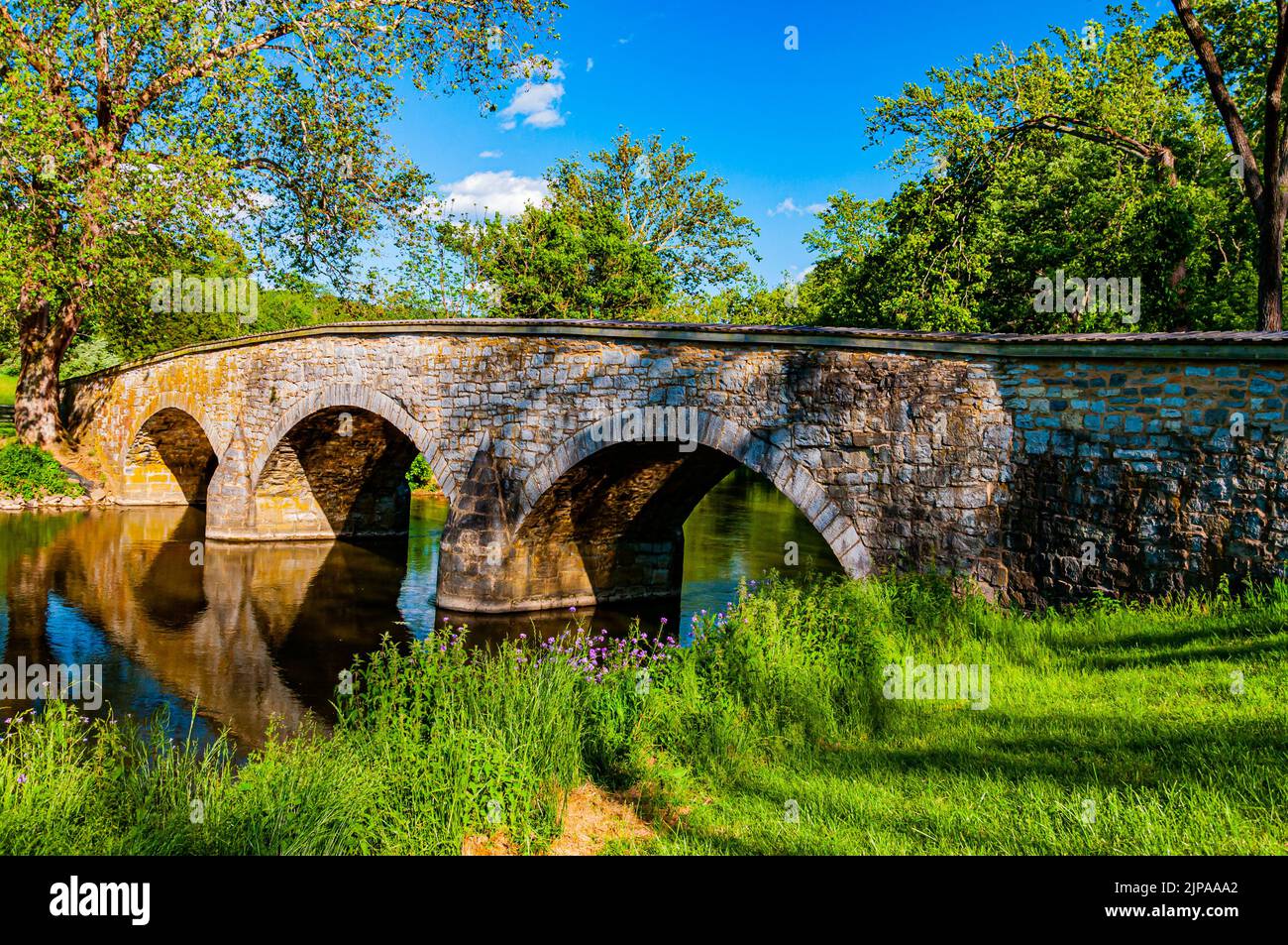 Historische Burnside Bridge, Antietam National Battlefield, Maryland, USA, Sharpsburg, Maryland Stockfoto
