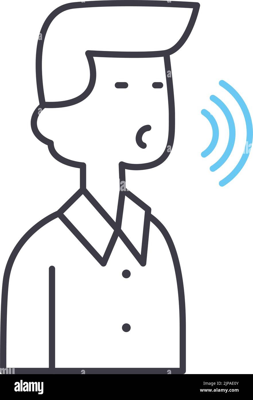 Symbol für Sprachbefehle, Umrisssymbol, Vektordarstellung, Konzeptzeichen Stock Vektor