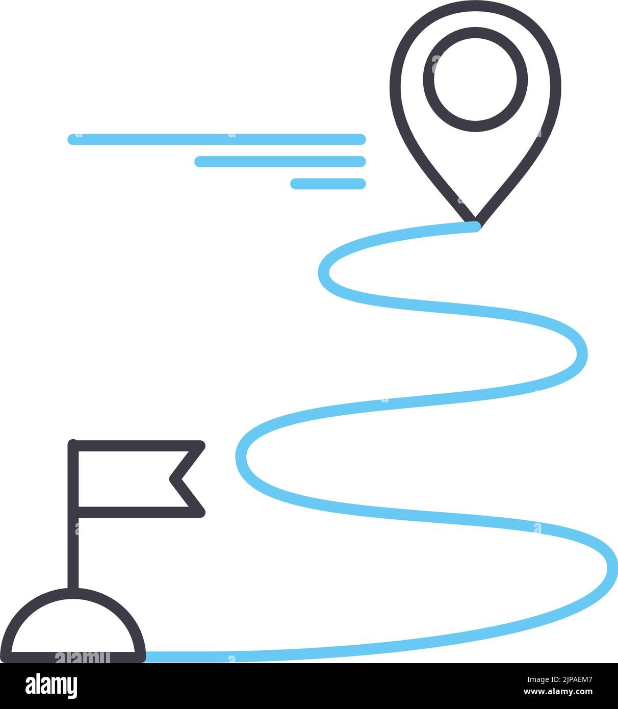 Zielliniensymbol des Routenführers, Umrisssymbol, Vektordarstellung, Konzeptschild Stock Vektor