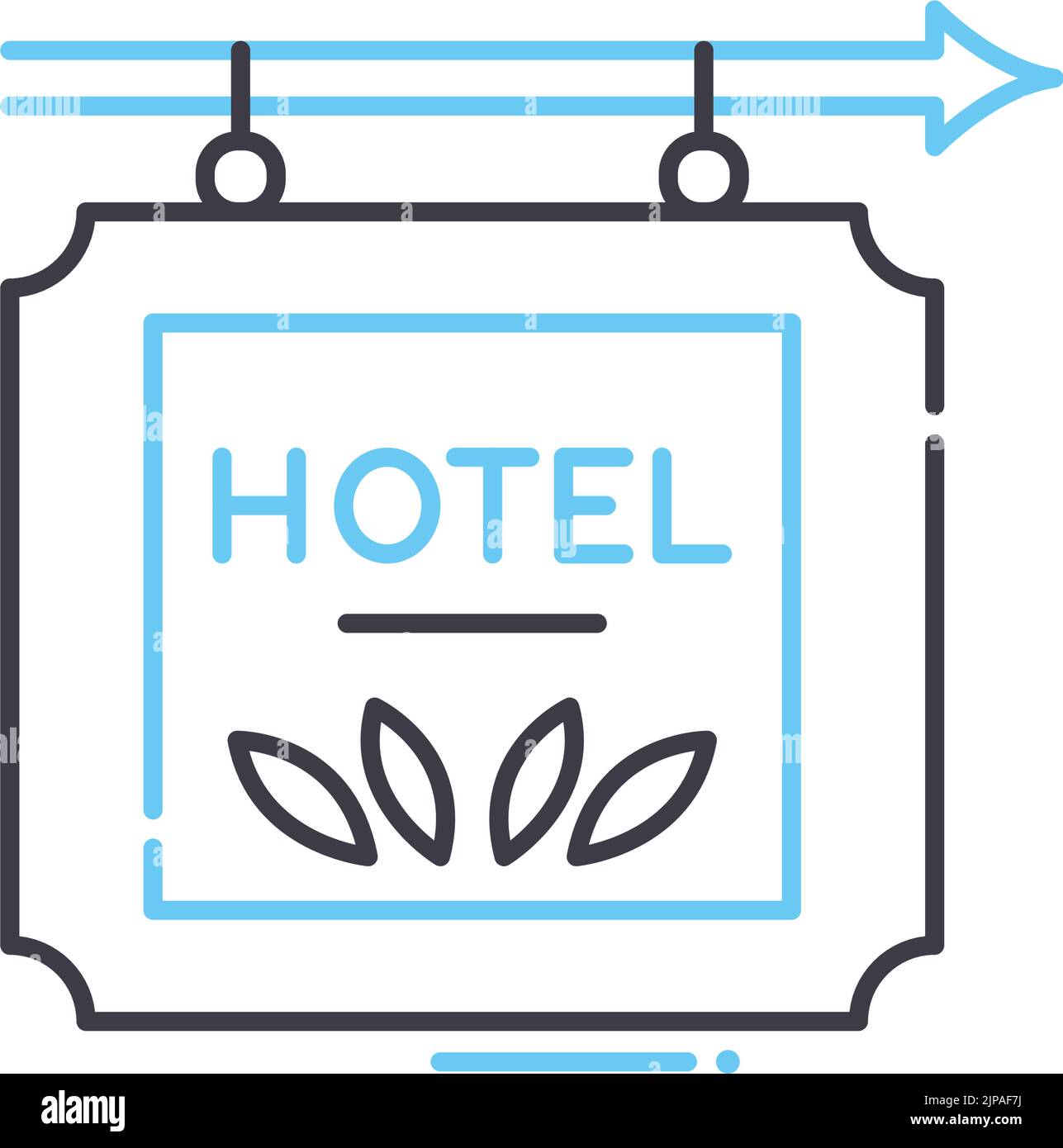 Symbol für die Richtungslinie des Hotels, Umrisssymbol, Vektordarstellung, Konzeptschild Stock Vektor