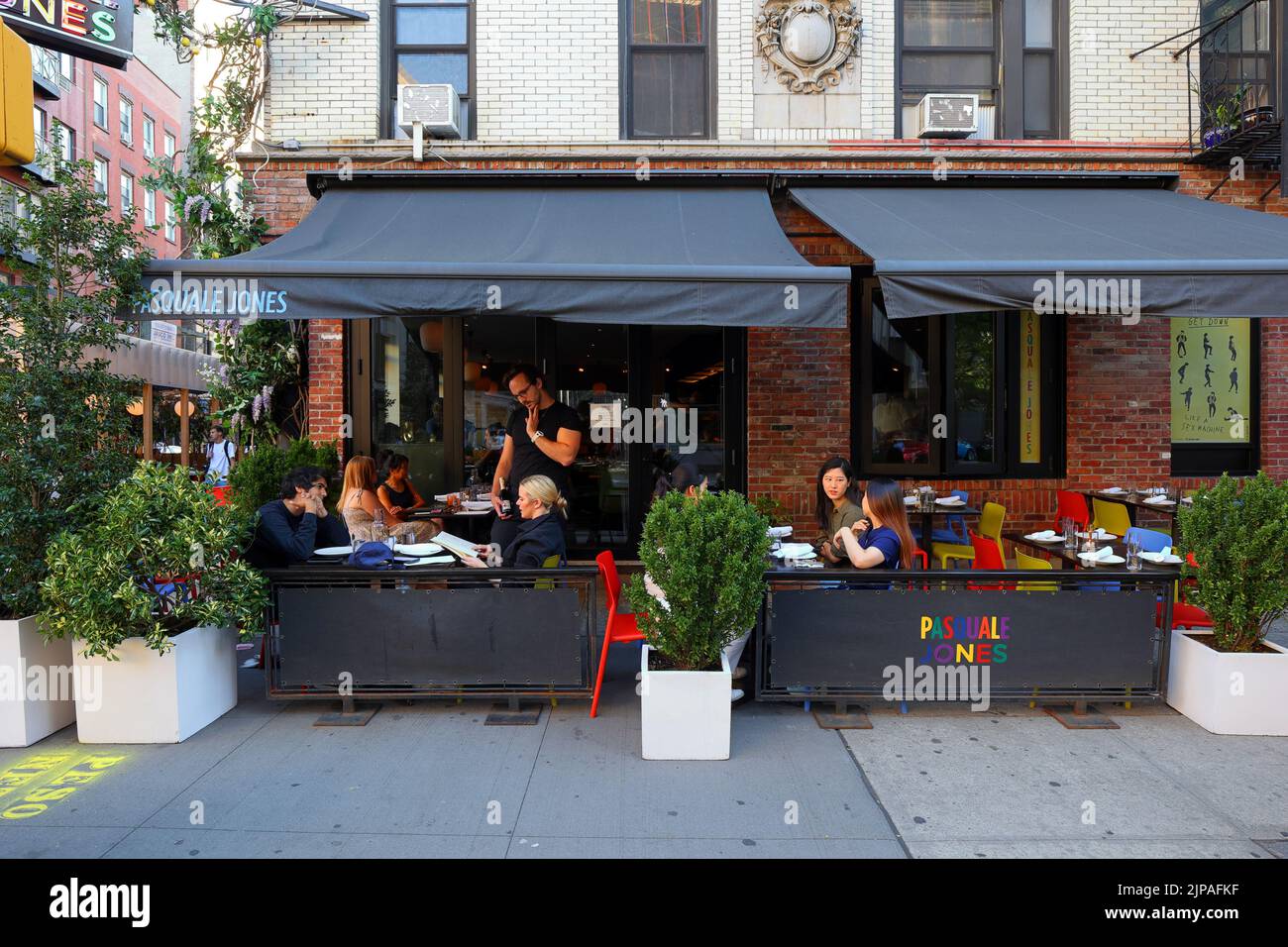 Pasquale Jones, 187 Mulberry St, New York, NYC Foto von einem italienischen Restaurant und einer Pizzeria im Stadtteil Nolita in Manhattan. Stockfoto