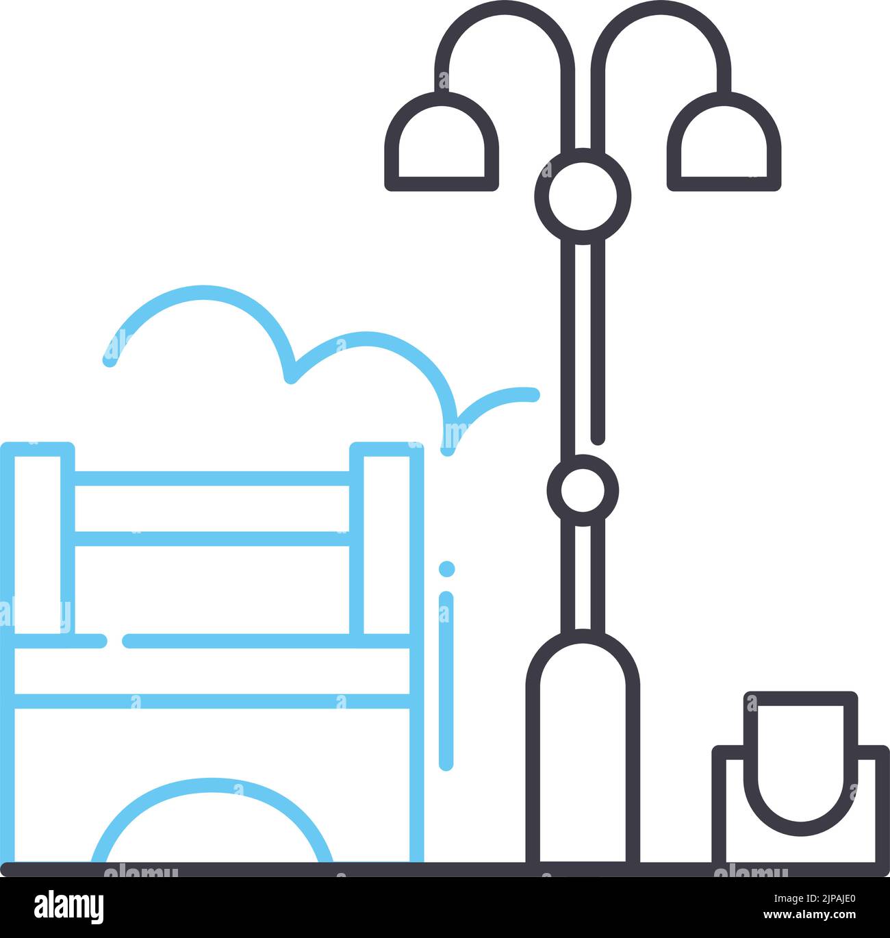 Öffentliches Parklinesymbol, Umrisssymbol, Vektordarstellung, Konzeptschild Stock Vektor