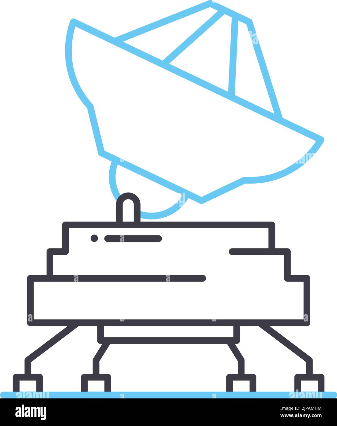 Satellitensender-Liniensymbol, Umrisssymbol, Vektordarstellung, Konzeptschild Stock Vektor