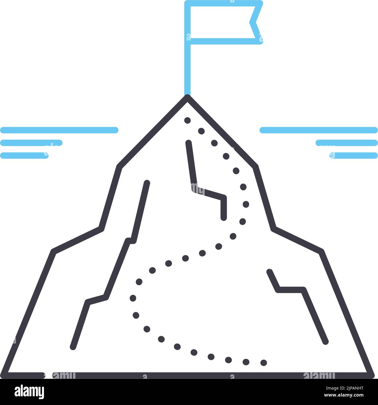 Berggipfel Mission Linie Symbol, Umriss Symbol, Vektor-Illustration, Konzept Zeichen Stock Vektor