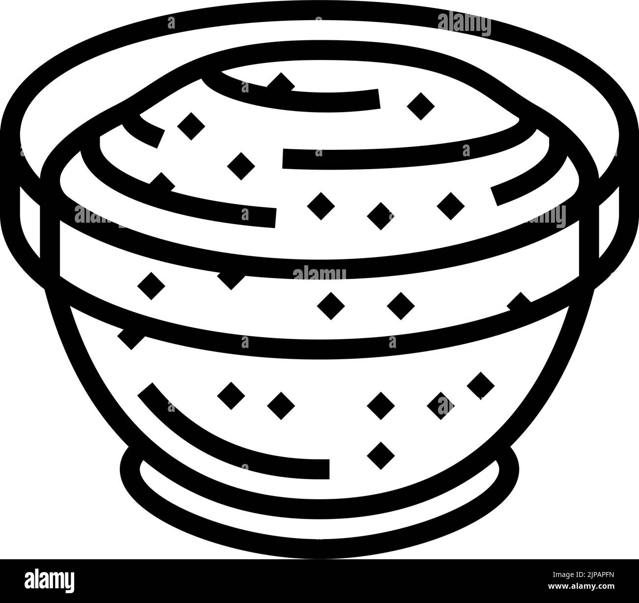 Schüssel Senfsauce Food Linie Symbol Vektor-Abbildung Stock Vektor