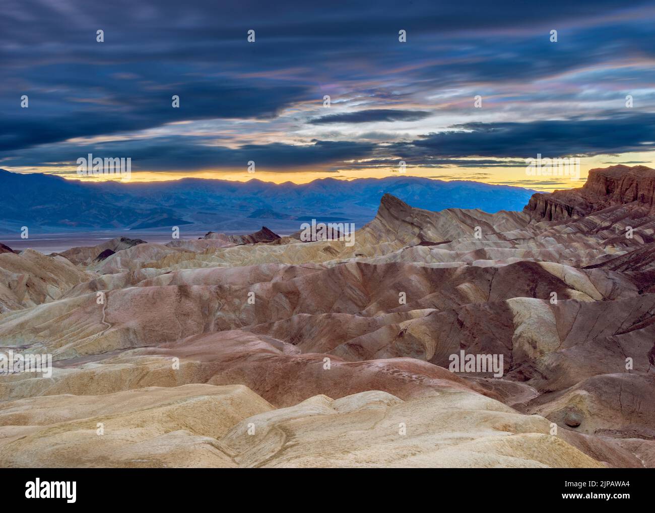 Abend in die Nacht, Zabriskie Point, Death Valley National Park, Kalifornien, Nordamerika, USA Stockfoto