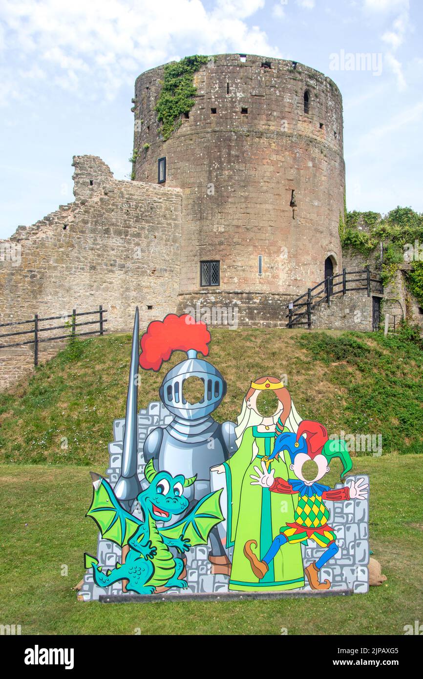 Foto-oportunity Board in Caldicot Castle Grounds, Caldicot, Monmouthshire, Wales (Cymru), Vereinigtes Königreich Stockfoto