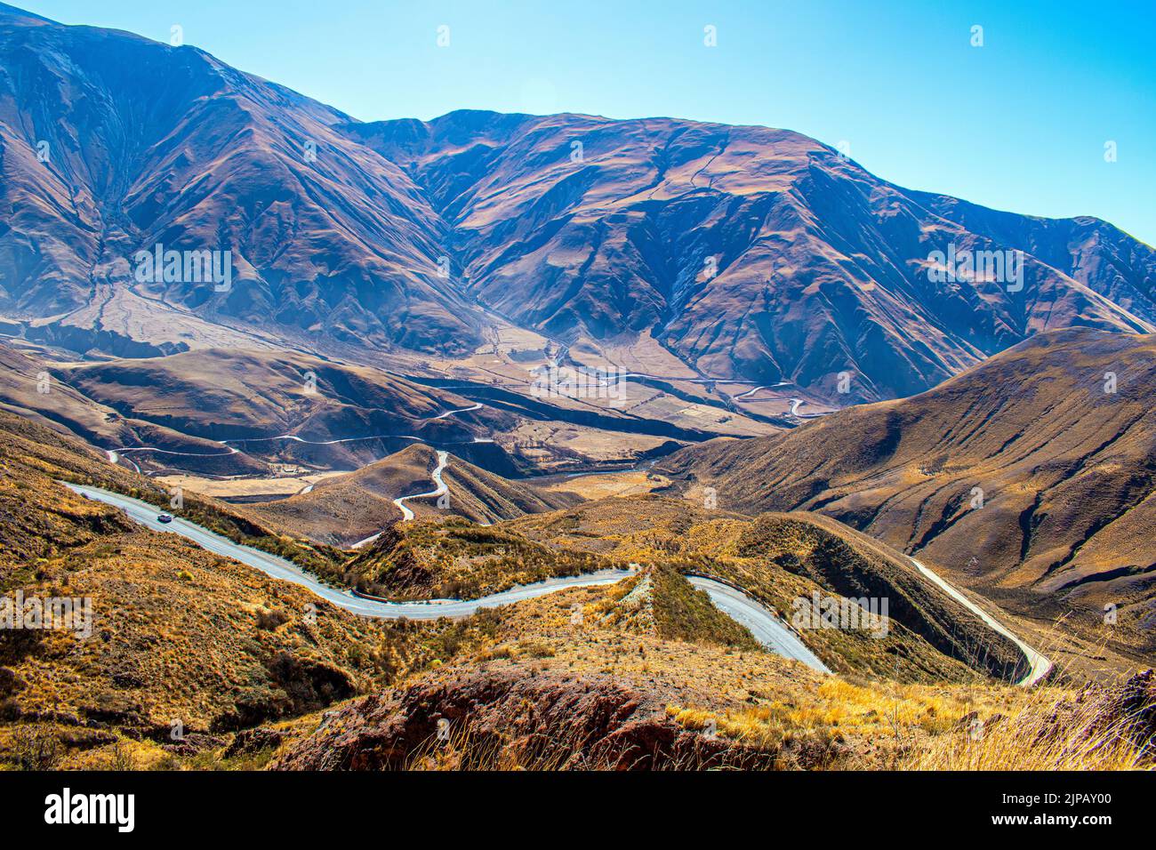 Cuesta del Obispo ('Bishop's Slope'), Valles Calchaquíes, Salta, Argentinien (Landschaft des argentinischen Nordwestens). Stockfoto