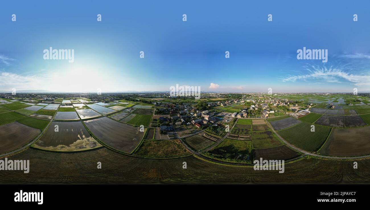 Ein kugelförmiges Panorama der Landschaft Stockfoto