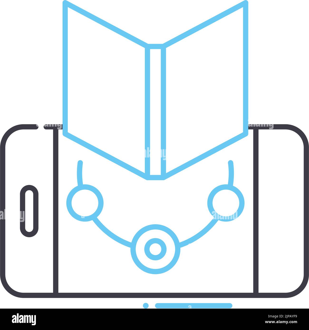 Mobile E-Learning-Linien-Symbol, Umrisssymbol, Vektordarstellung, Konzeptzeichen Stock Vektor