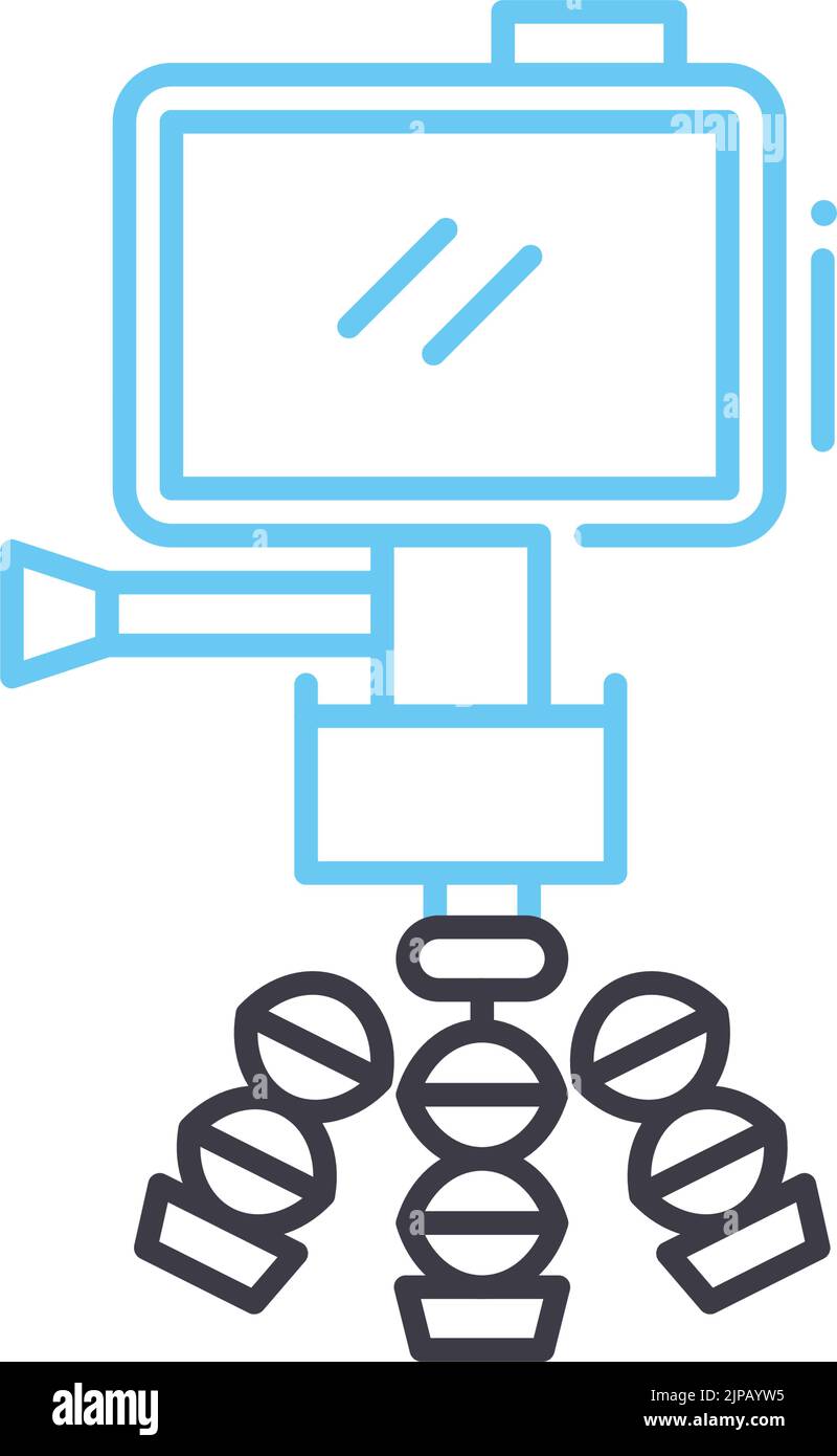 Professionelle Filmkamera Liniensymbol, Umrisssymbol, Vektordarstellung, Konzeptschild Stock Vektor