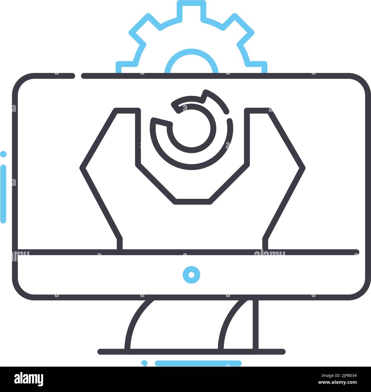 System-Update-Liniensymbol, Umrisssymbol, Vektordarstellung, Konzeptschild Stock Vektor