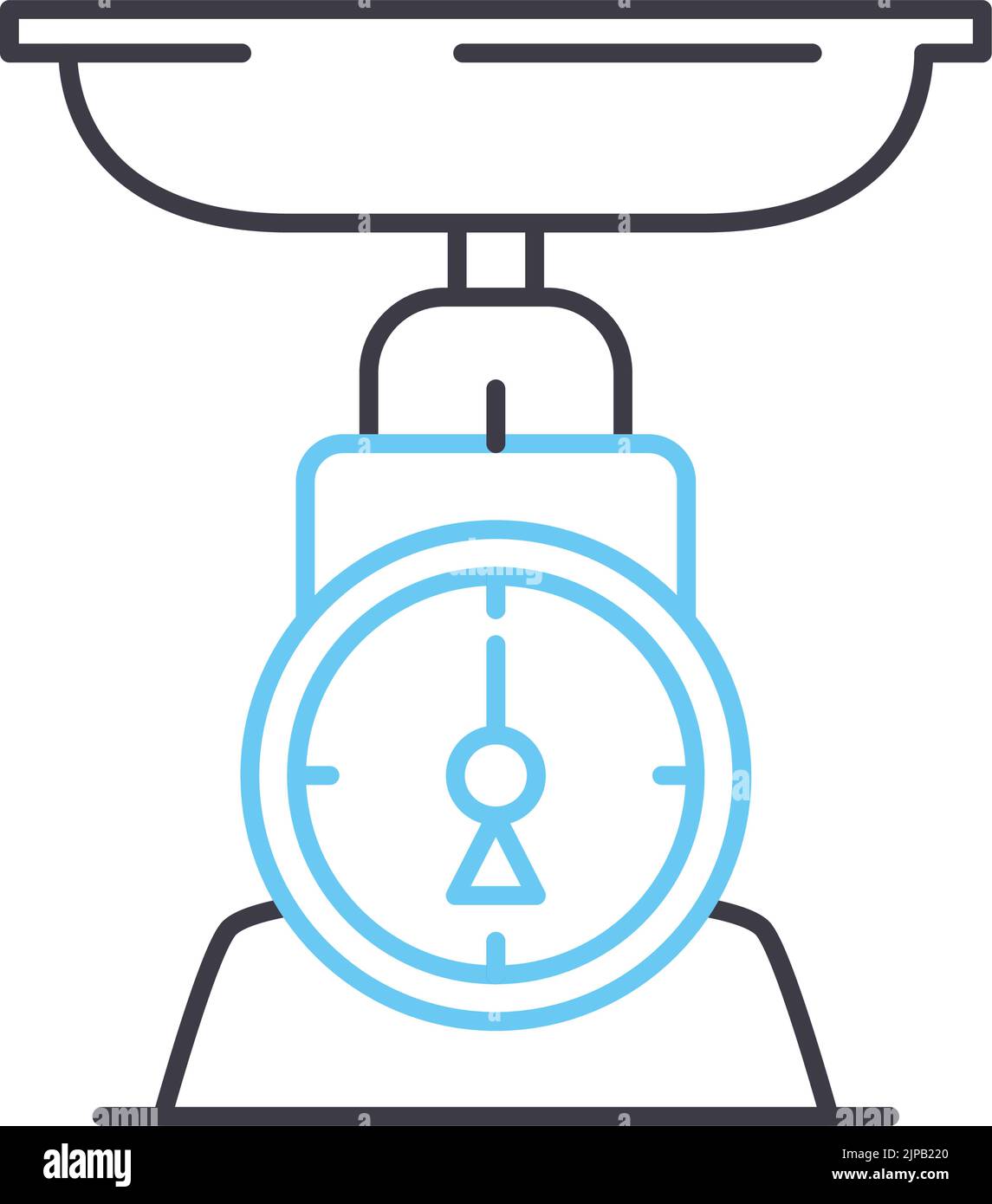 Küchenwaagen Liniensymbol, Umrisssymbol, Vektordarstellung, Konzeptschild Stock Vektor