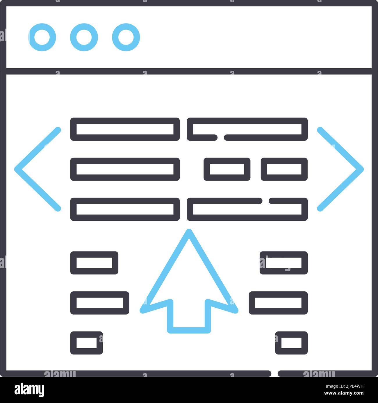 Symbol für die Skriptlinie, Umrisssymbol, Vektordarstellung, Konzeptzeichen Stock Vektor