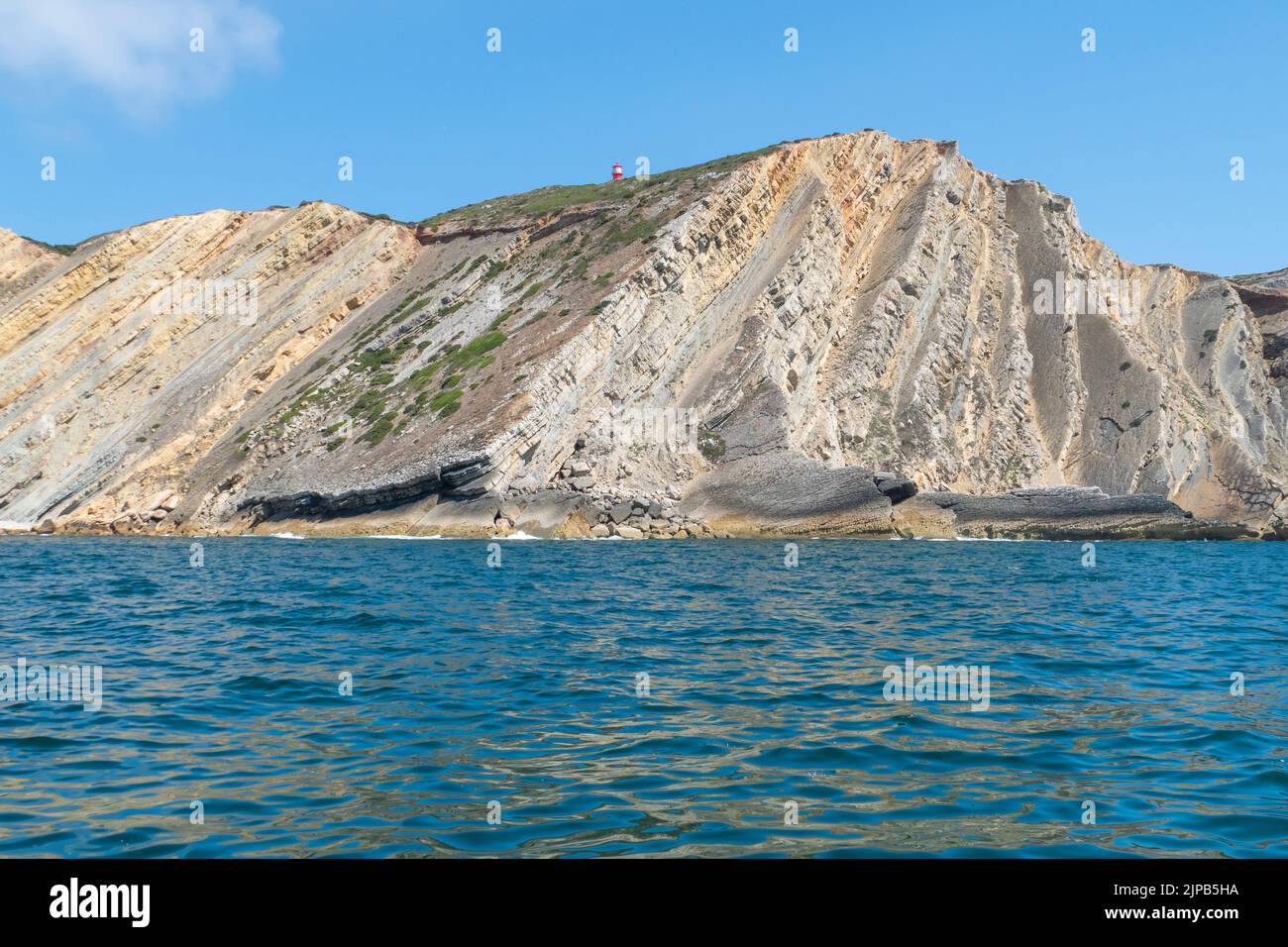 Cabo Espichel ist ein Kap an der Westküste der Bürgergemeinde Castelo, Gemeinde Sesimbra, im portugiesischen Bezirk Setúbal. Stockfoto