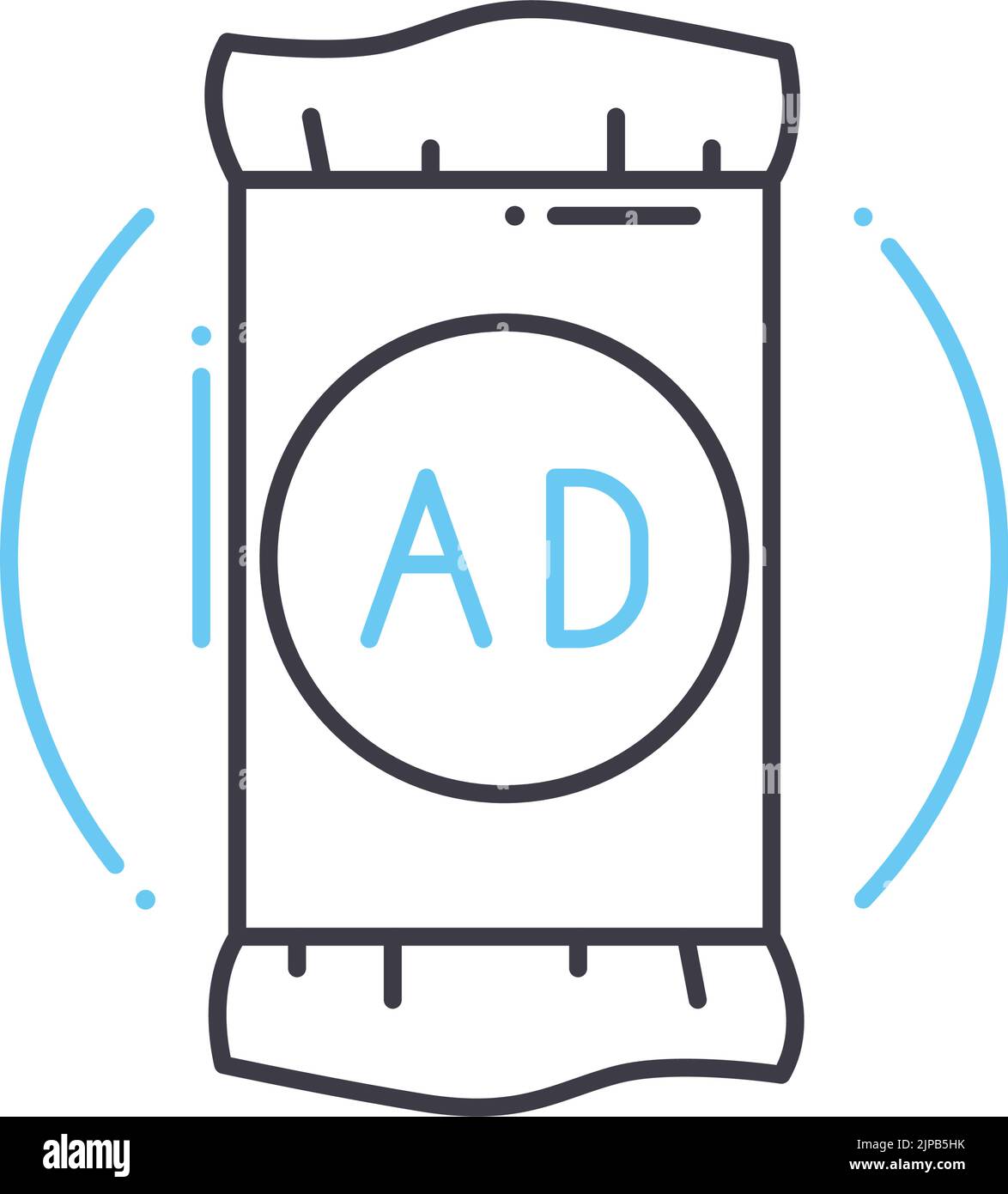 Symbol für Produktwerbung, Umrisssymbol, Vektordarstellung, Konzeptschild Stock Vektor