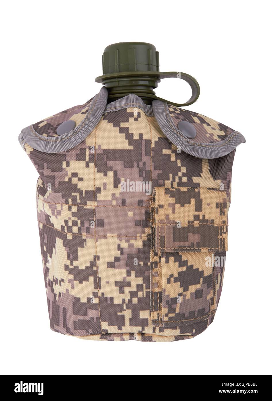 Armee-Wasser-Kantine isoliert auf weißem Hintergrund Stockfoto