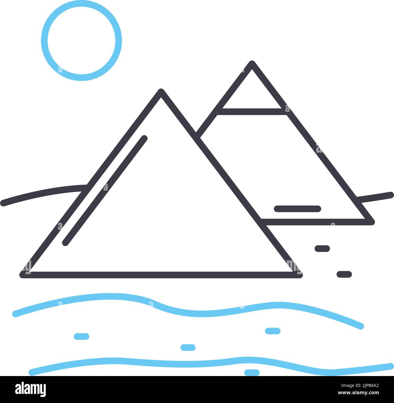 Pyramiden-Liniensymbol, Umrisssymbol, Vektordarstellung, Konzeptzeichen Stock Vektor