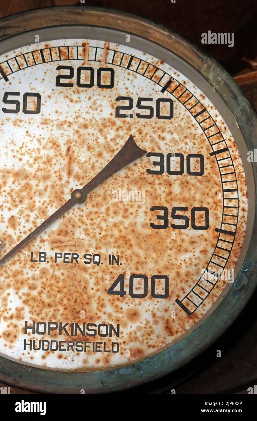 Hopkinson-Manometer, Huddersfield, Yorkshire, England, Großbritannien Stockfoto