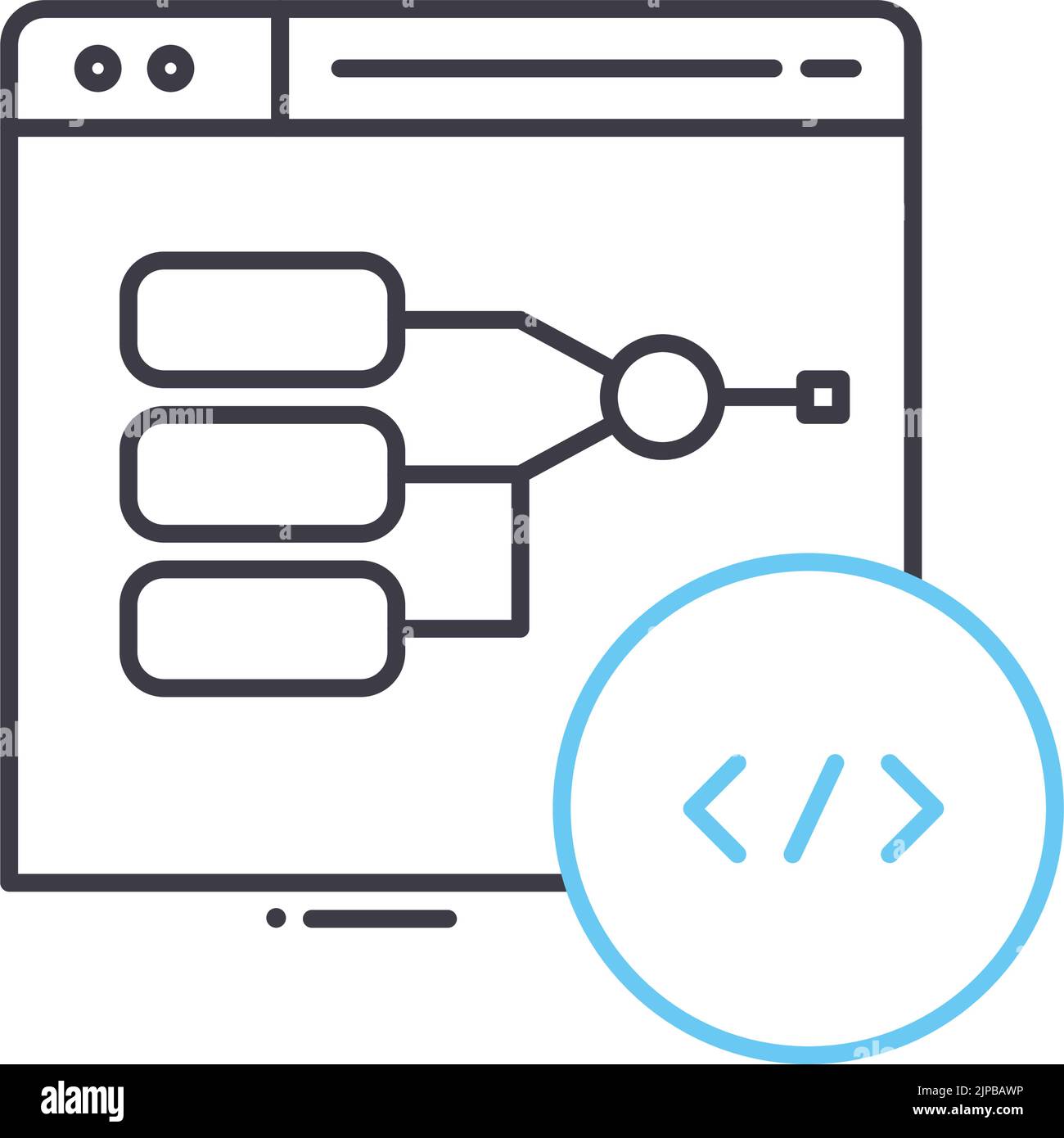 Programmalgorithmus Liniensymbol, Umrisssymbol, Vektordarstellung, Konzeptzeichen Stock Vektor