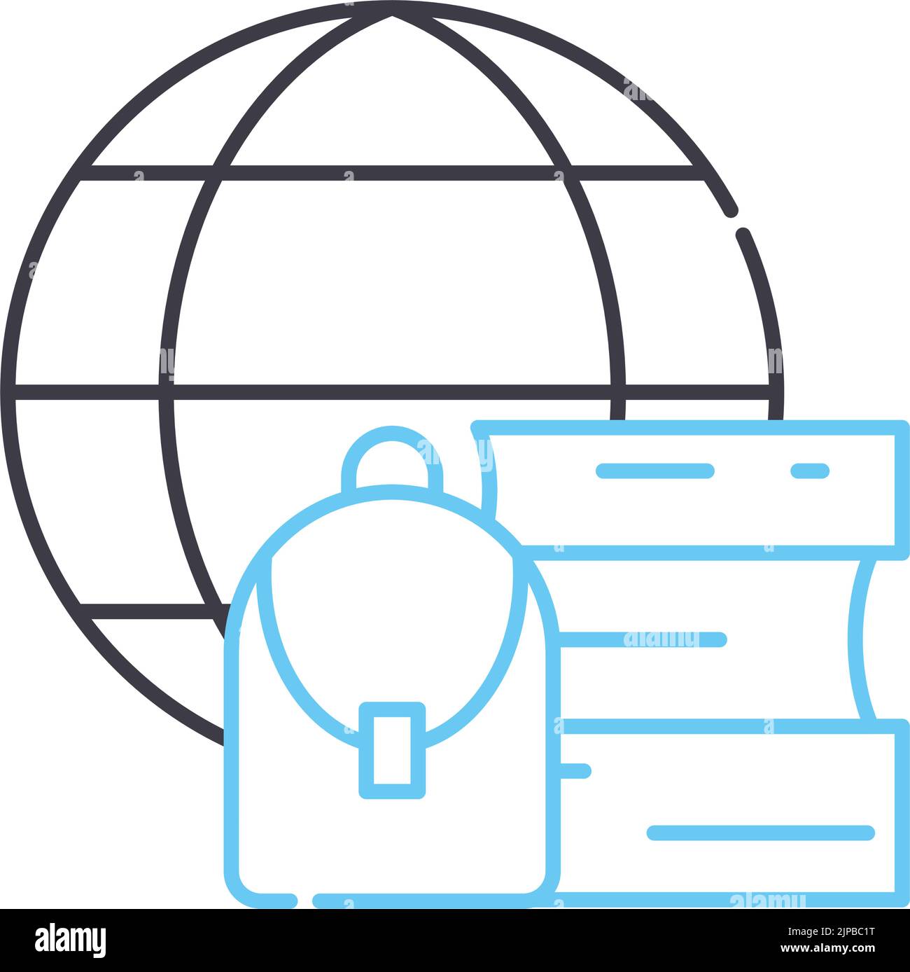 Internationale Studien Liniensymbol, Umrisssymbol, Vektordarstellung, Konzeptzeichen Stock Vektor