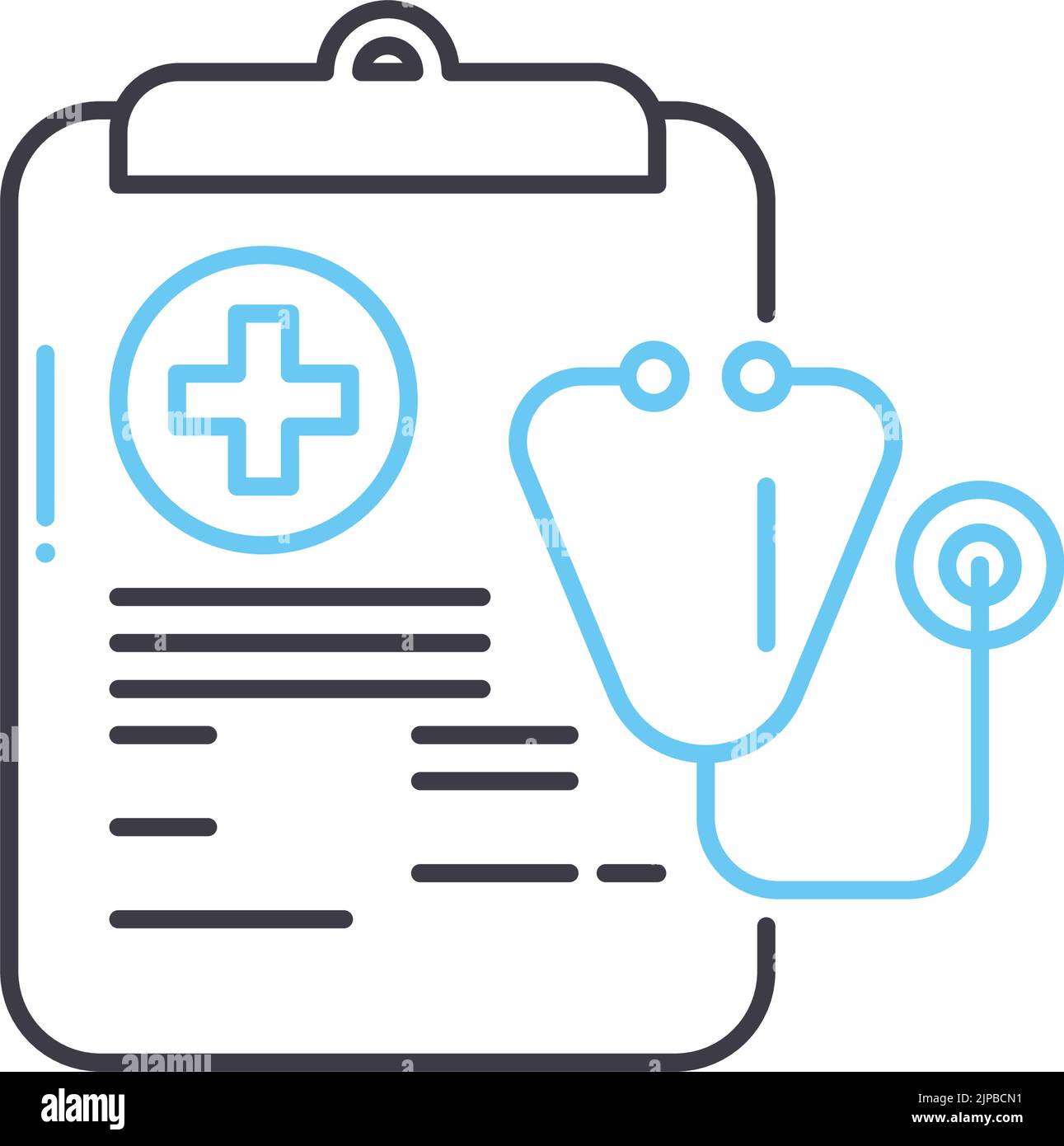 Medizin Bericht Buch Linie Symbol, Umriss Symbol, Vektor-Illustration, Konzept Zeichen Stock Vektor