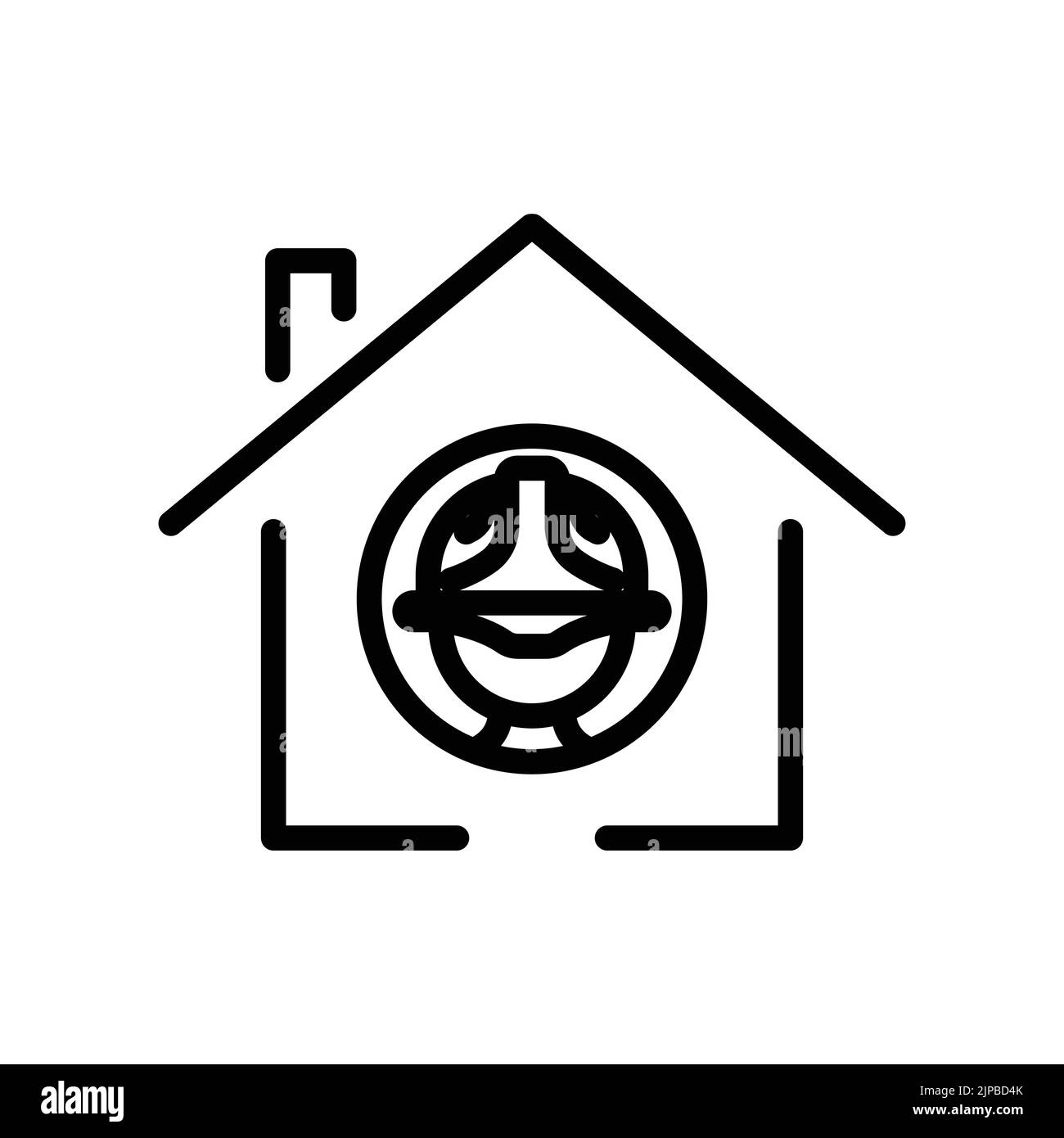 Chef Vorarbeiter im Haus. Symbol im Zusammenhang mit Bau, Vorarbeiter Büro, Arbeitstag. Liniensymbole. Einfaches Design bearbeitbar Stock Vektor