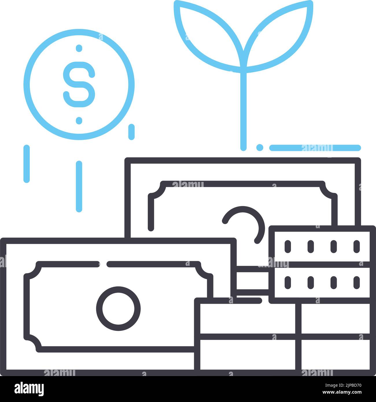 Geldreserven Liniensymbol, Umrisssymbol, Vektordarstellung, Konzeptzeichen Stock Vektor