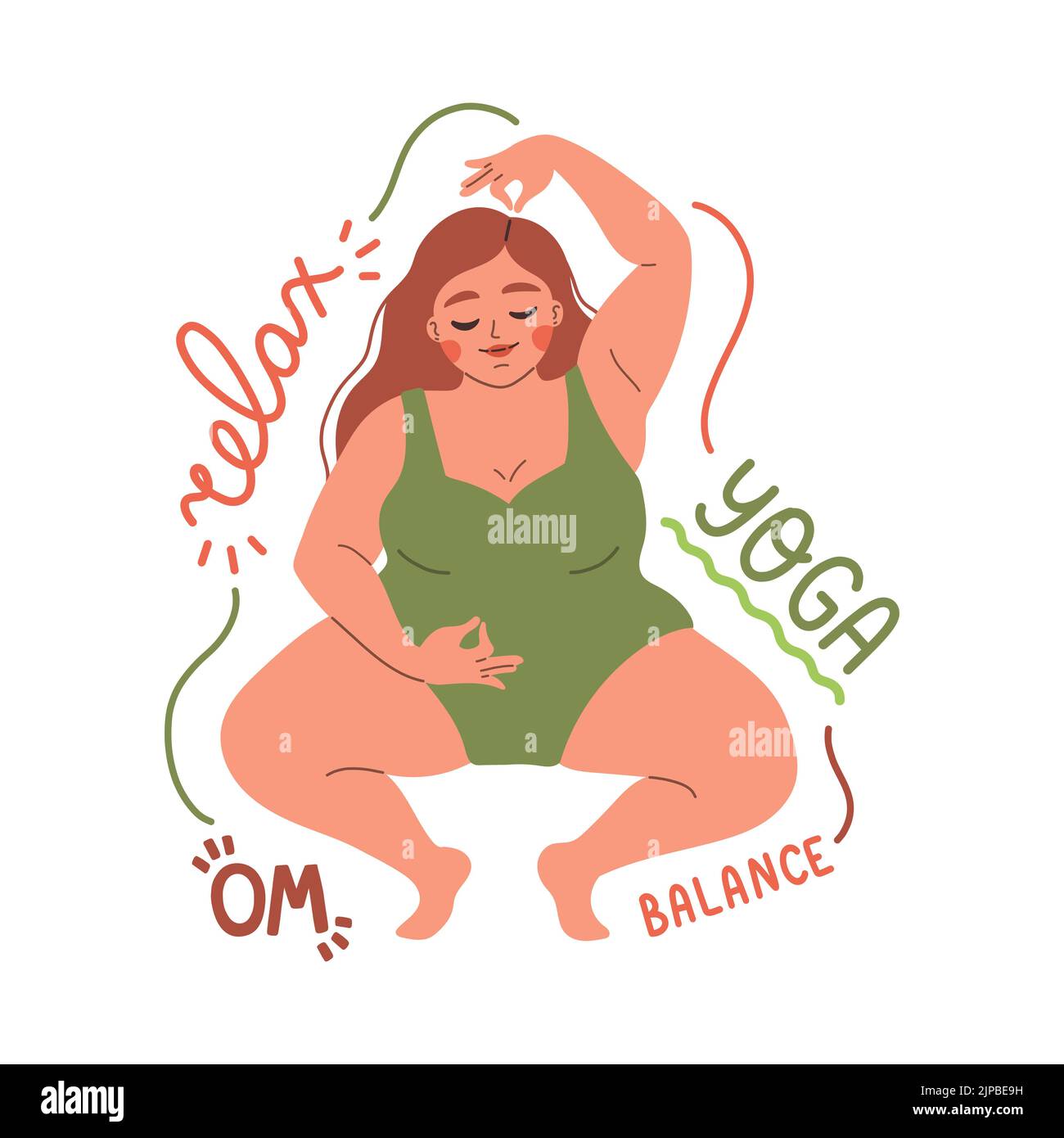 Yoga Zeit Mädchen in Balance Vektor flache Illustration Stock Vektor