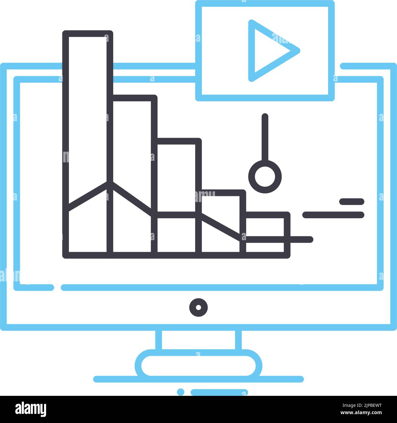 Investment School Online-Linie Symbol, Umriss Symbol, Vektor-Illustration, Konzept Zeichen Stock Vektor