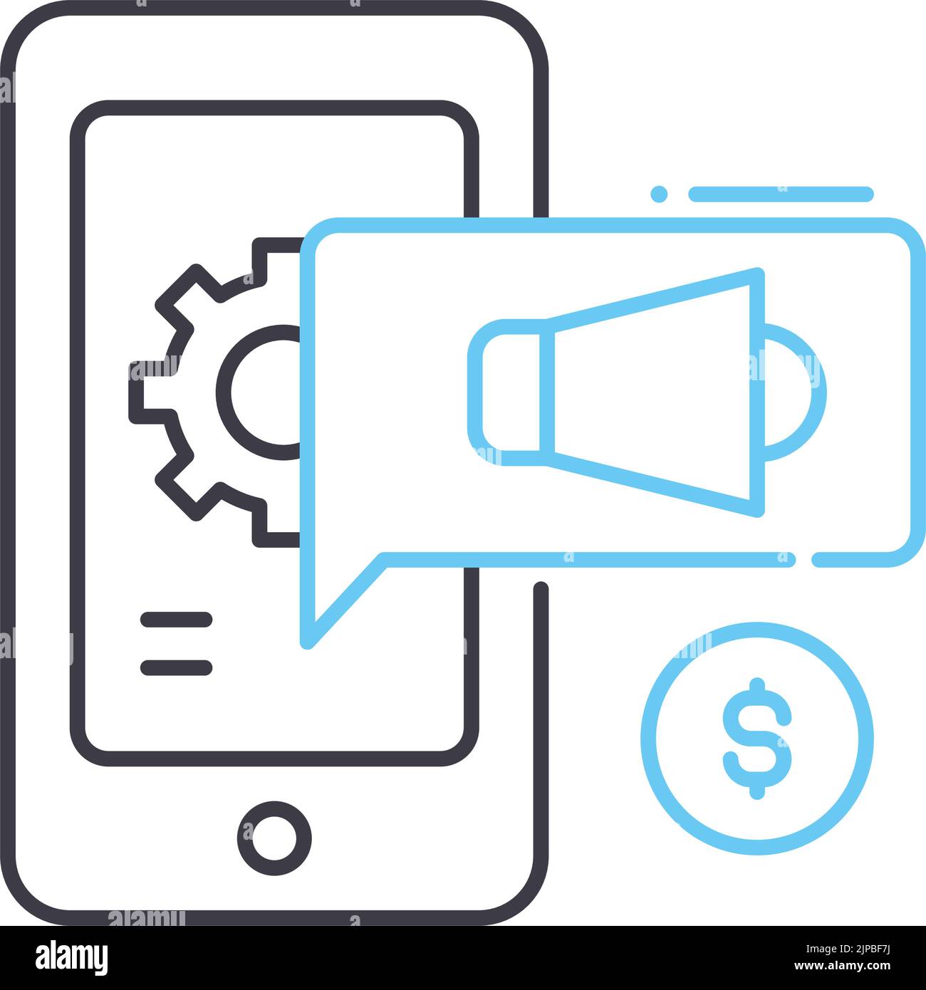 Mobile Marketing Line Icon, Umrisssymbol, Vektordarstellung, Konzeptschild Stock Vektor Mobile Marketing Line Icon, Umrisssymbol, Vektordarstellung, Konzeptschild Stock Vektor