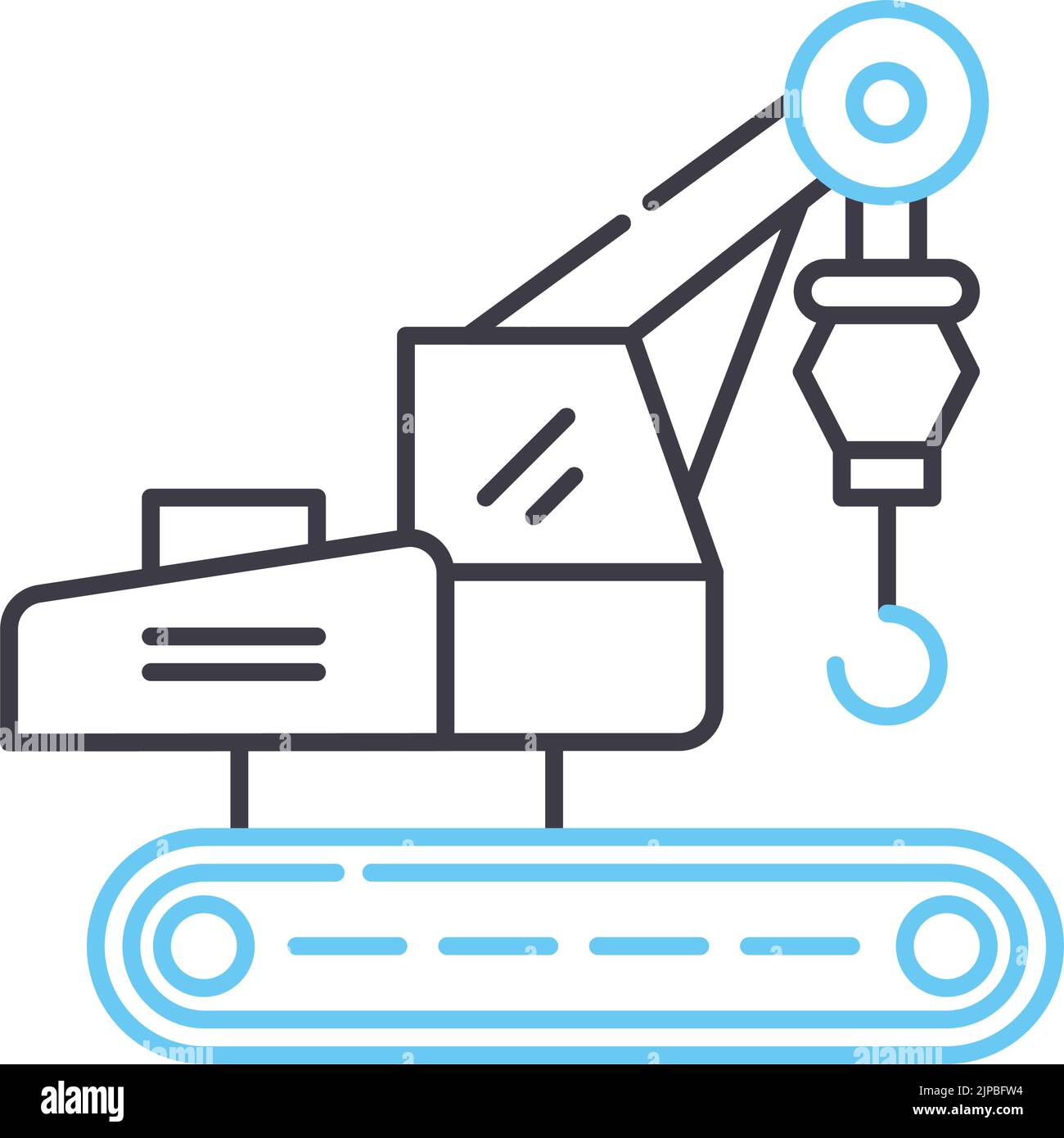 Mobilkrane Liniensymbol, Umrisssymbol, Vektordarstellung, Konzeptschild Stock Vektor