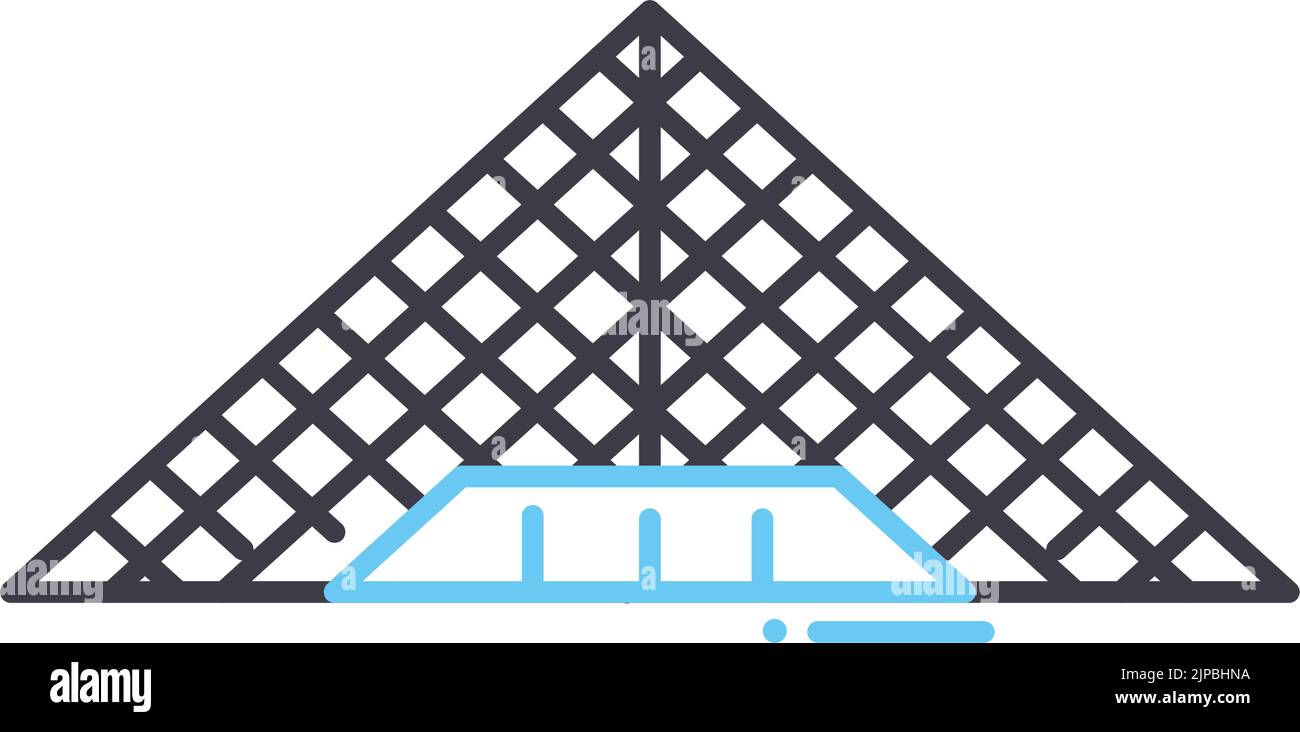 louvre Pyramidenliniensymbol, Umrisssymbol, Vektordarstellung, Konzeptzeichen Stock Vektor