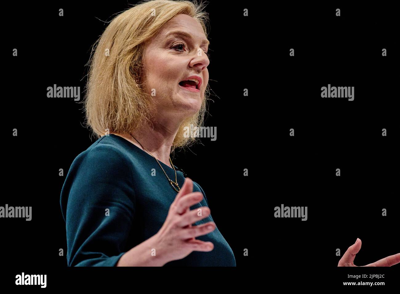 Perth Schottland, Großbritannien 16. August 2022. Elizabeth Truss bei der Führung der Konservativen Partei in der Perth Concert Hall. Credit sst/alamy live News Stockfoto