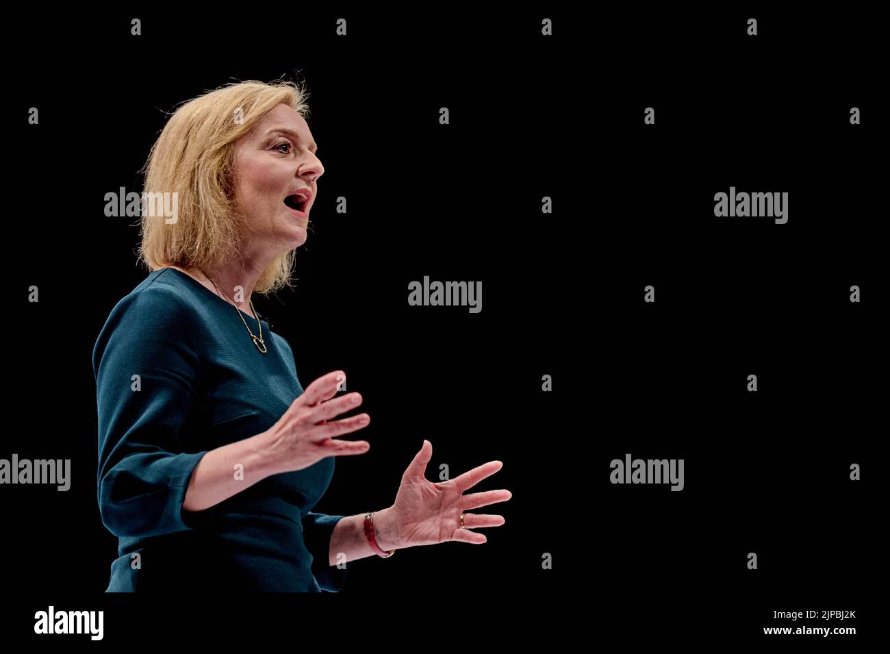 Perth Schottland, Großbritannien 16. August 2022. Elizabeth Truss bei der Führung der Konservativen Partei in der Perth Concert Hall. Credit sst/alamy live News Stockfoto