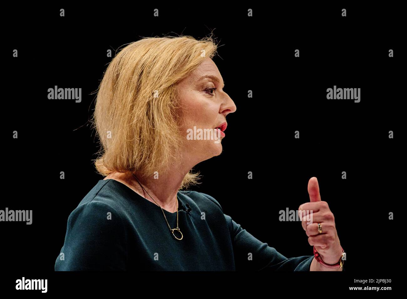 Perth Schottland, Großbritannien 16. August 2022. Elizabeth Truss bei der Führung der Konservativen Partei in der Perth Concert Hall. Credit sst/alamy live News Stockfoto