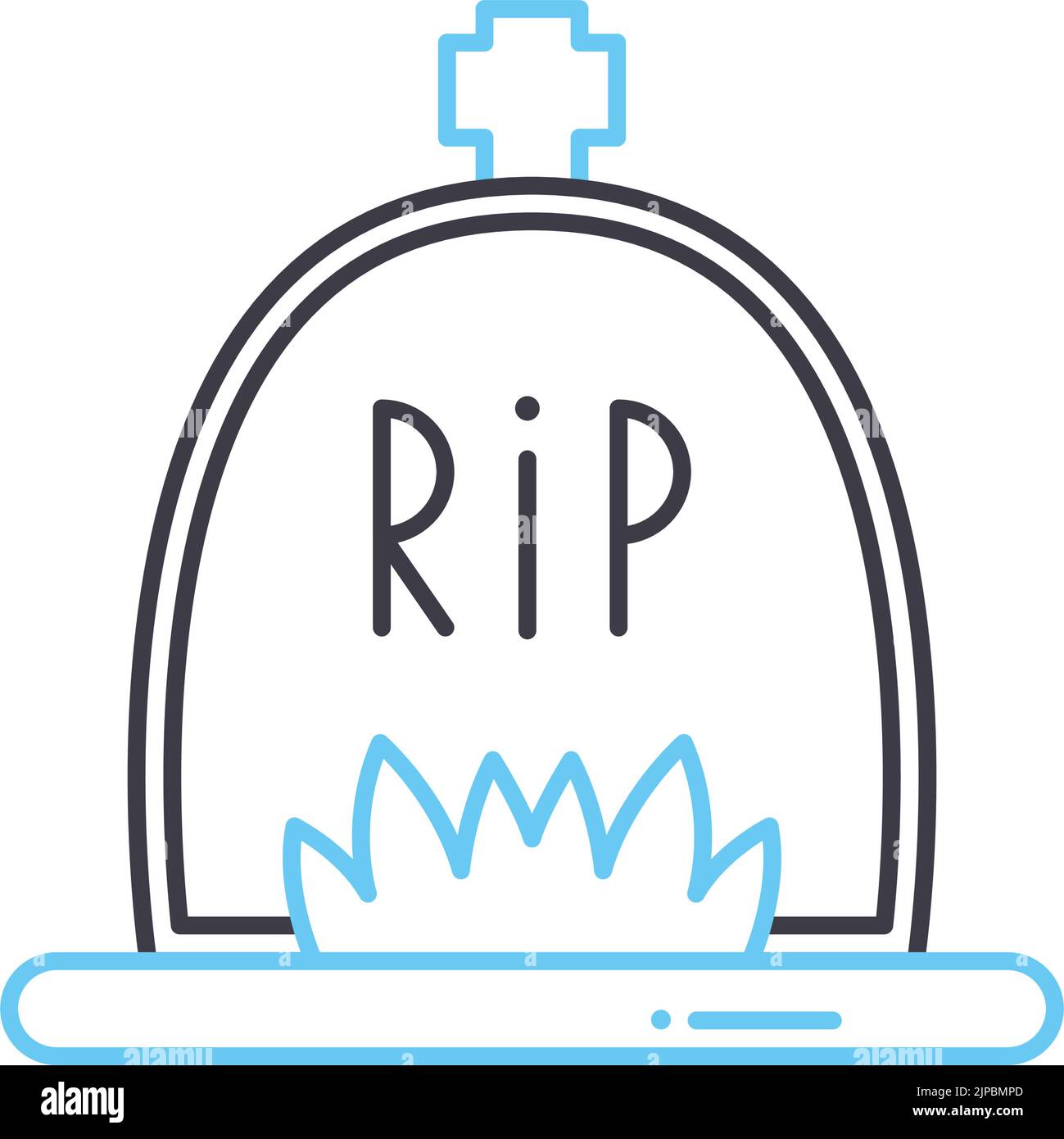 Grabsteinliniensymbol, Umrisssymbol, Vektordarstellung, Konzeptzeichen Stock Vektor