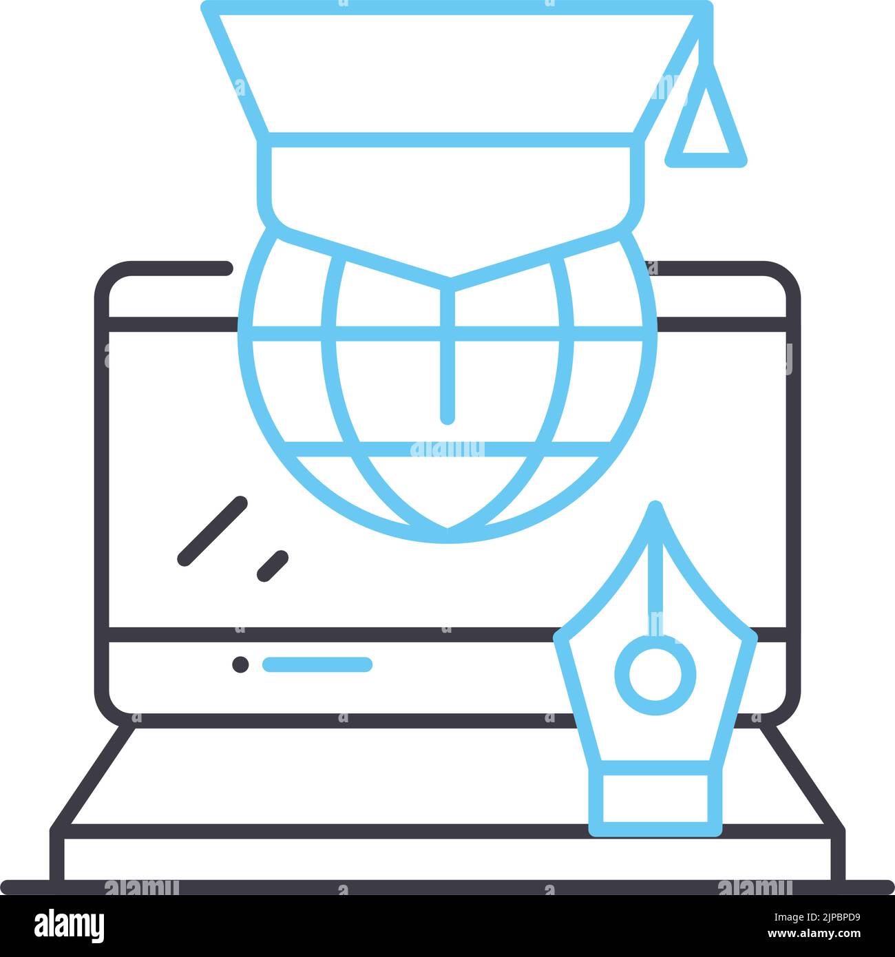 Online-Schule Linie Symbol, Umriss Symbol, Vektor-Illustration, Konzept Zeichen Stock Vektor