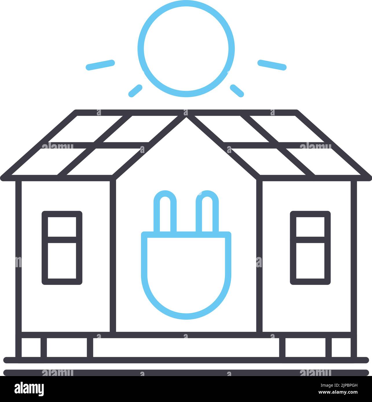 Niedrigenergiehaus Linie Symbol, Umriss Symbol, Vektor-Illustration, Konzept Zeichen Stock Vektor