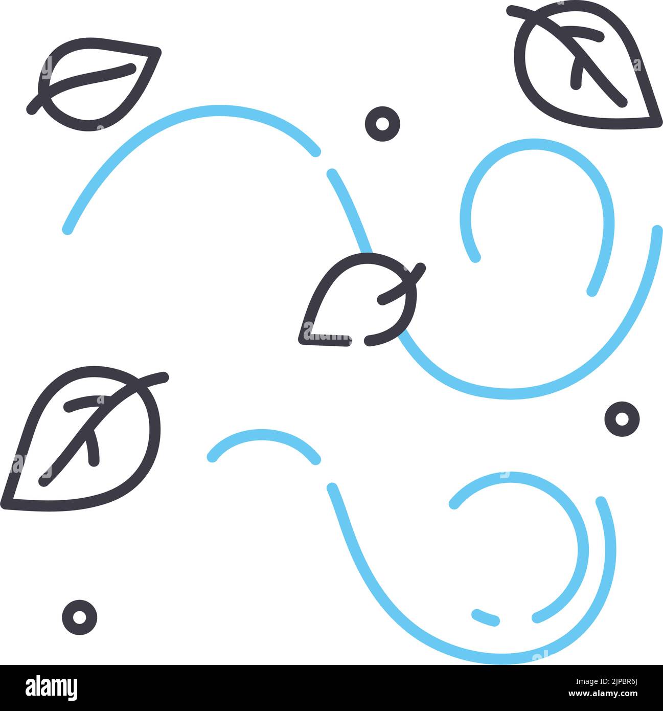 Symbol für windige Linie, Umrisssymbol, Vektordarstellung, Konzeptzeichen Stock Vektor